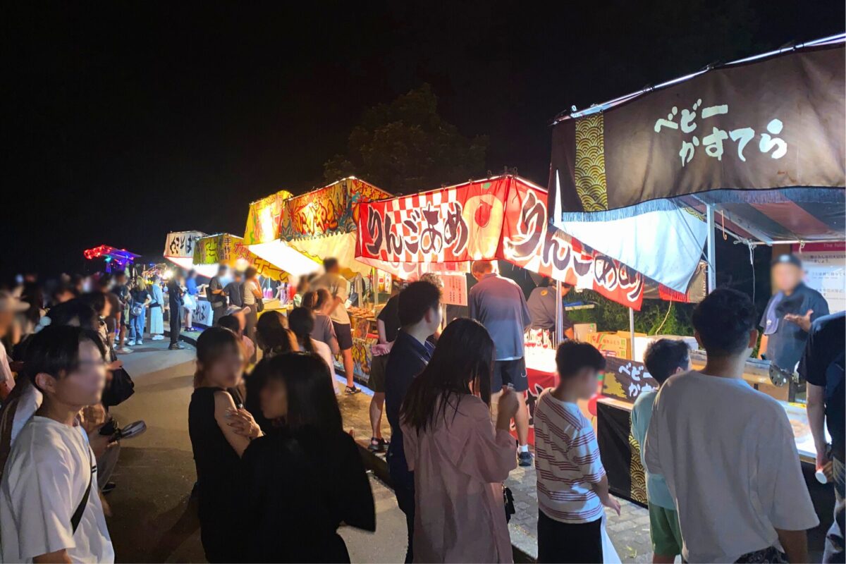 日光花火大会屋台(日光だいや川公園エリア)の様子